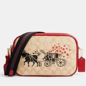 Coach Lunar New Year Crossbody Red Beige Canvas